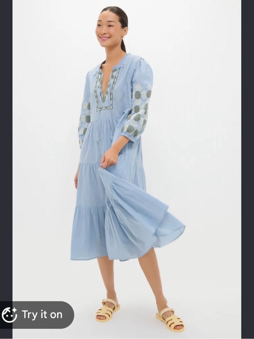 NWT Tuckernuck geometric embroidered long sleeve salty Paloma caftan dress XL
